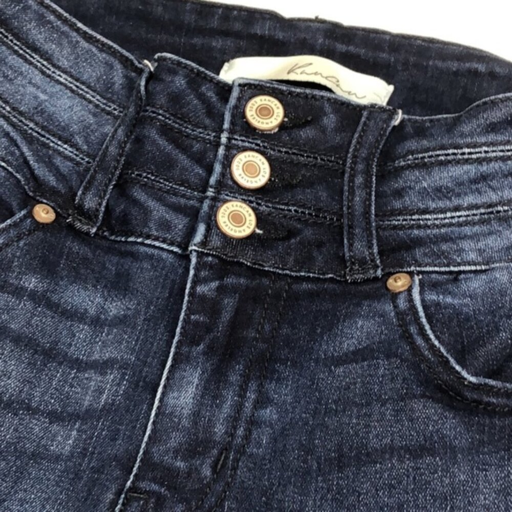 KANCAN DARKWASH HIGH WAIST 3-BUTTON SKINNY JEANS 3/25x29 ⭐️